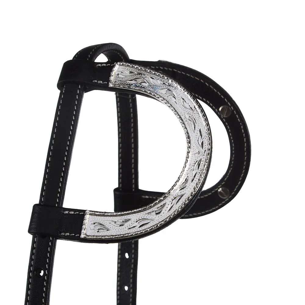 NRS Black Double Ear Silver ShowHeadstall - Image 2