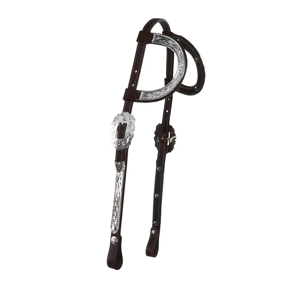 NRS Black Double Ear Silver ShowHeadstall