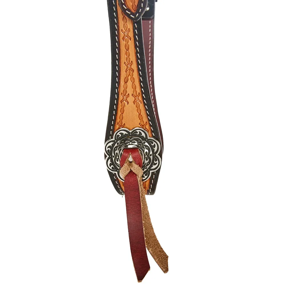 NRS Black Edge with Barbwire Single Ear Headstall - Image 2