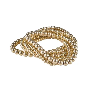 NRS Brushed Gold Beaded Stretch Bracelet Set