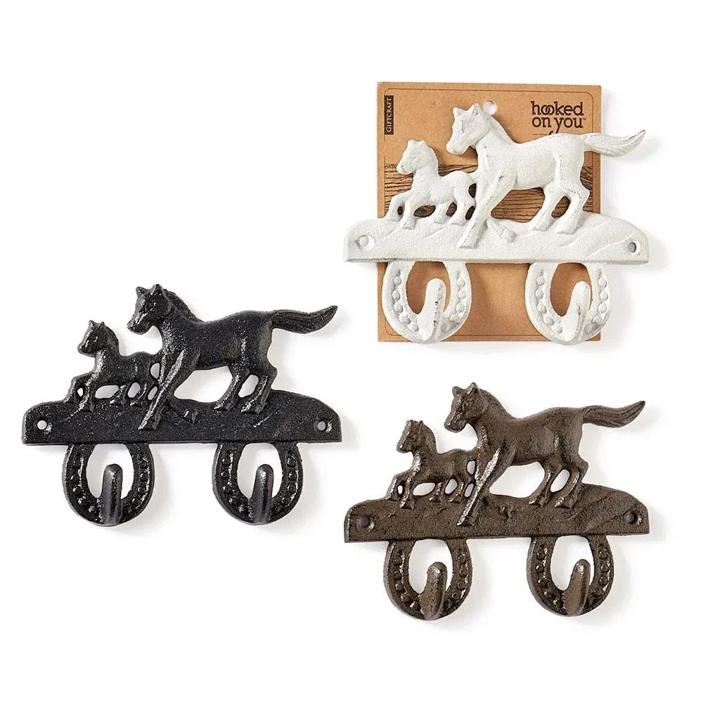 NRS Cast Iron Horse Wall Hooks -Brown