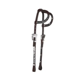 NRS Chocolate Diamond Tooled Double Ear Show Headstall