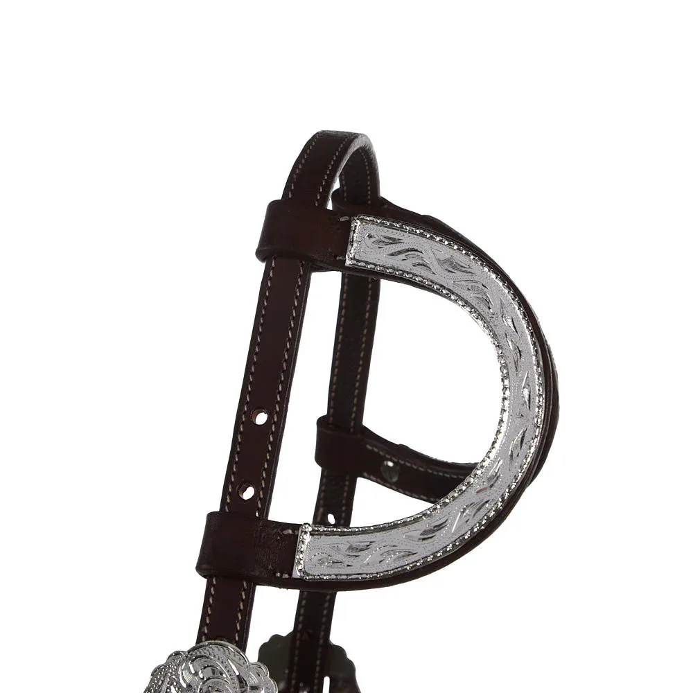NRS Chocolate Double Ear Silver Show Headstall - Image 2
