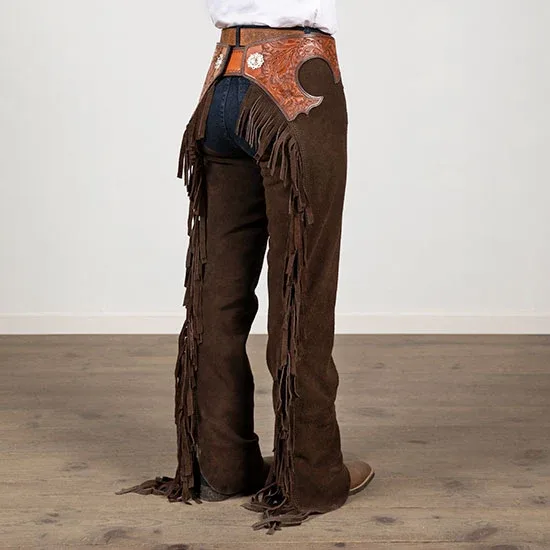 NRS Chocolate Suede Tooled Chaps