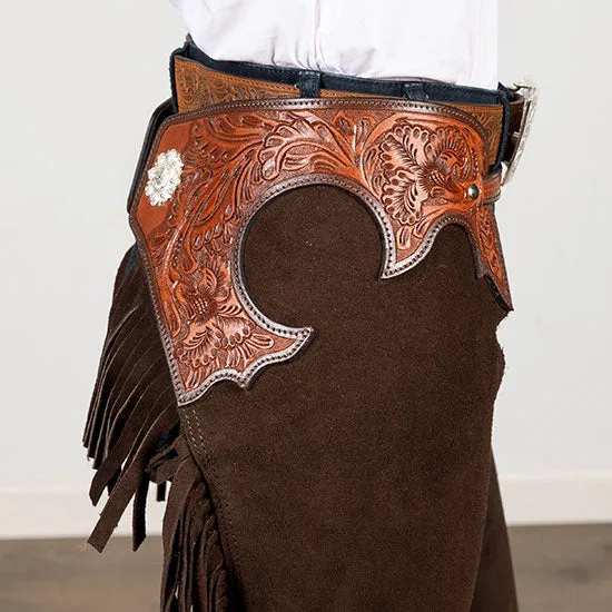 NRS Chocolate Suede Tooled Chaps - Image 2