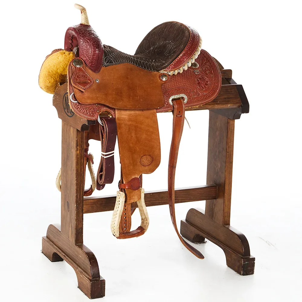 Nrs Competitor Series Used 14in Basket and Floral Tooled Barrel Saddle