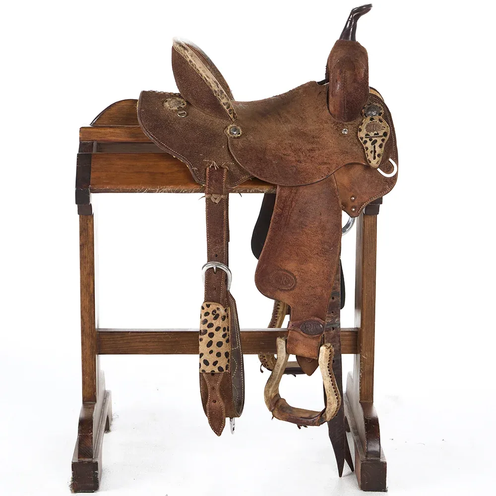 Nrs Competitor Series Used 14in Cheetah Roughtout Barrel Saddle - Image 2