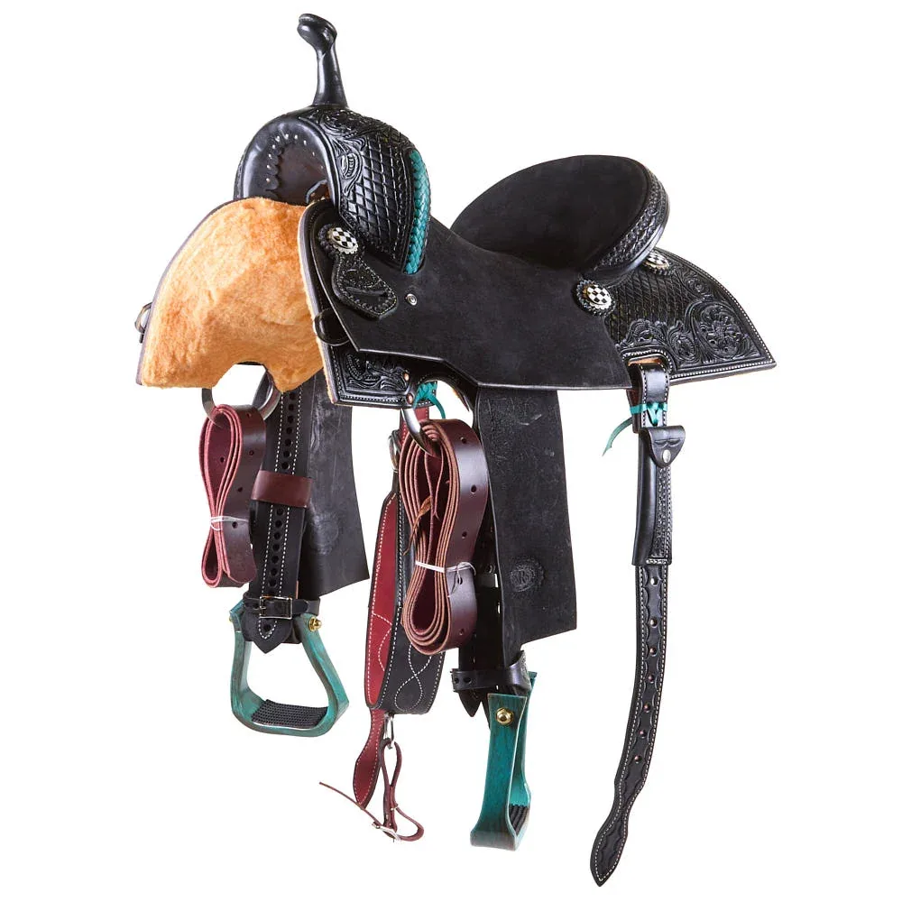 Nrs Competitors Black and Turquoise Chasin Checks Barrel Saddle