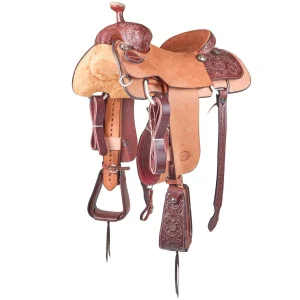 Nrs Competitors Heavy Oiled 1/4 Caddo Rose Tooled Team Roping Saddle