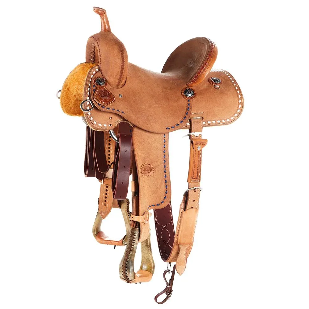 Nrs Competitors Red White and Blue Buckstitch 13 Inch Roughout Barrel Saddle