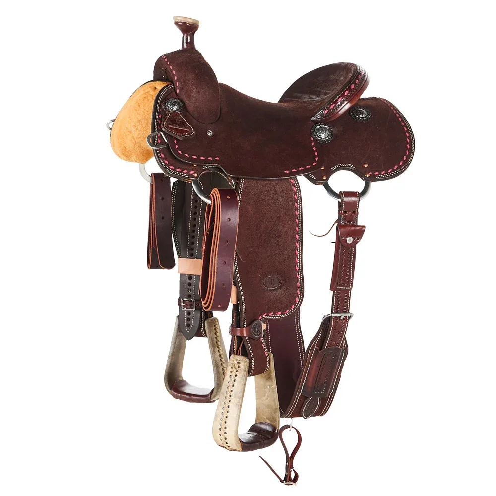 Nrs Competitors Stacey Martin Chocolate with Pink Buckstitch Goat Tying/Breakaway Saddle