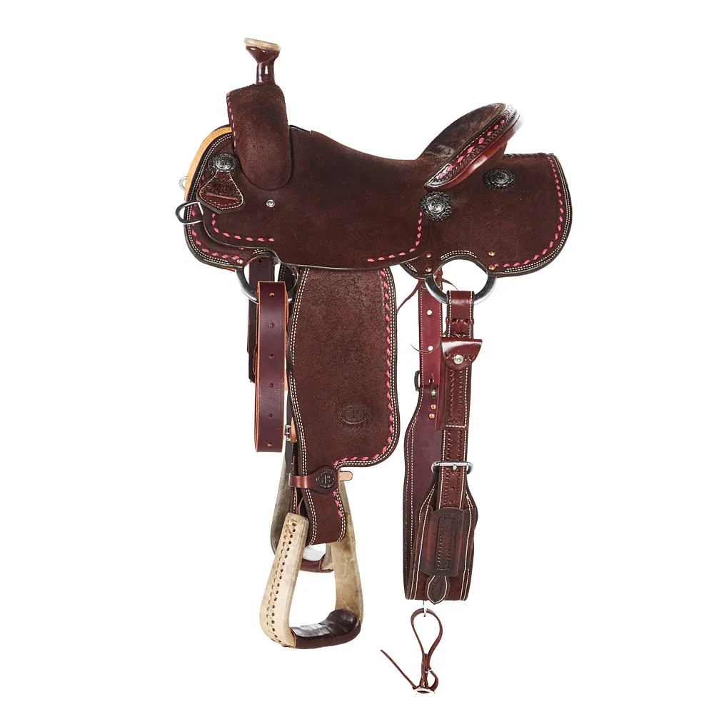Nrs Competitors Stacey Martin Chocolate with Pink Buckstitch Goat Tying/Breakaway Saddle - Image 2