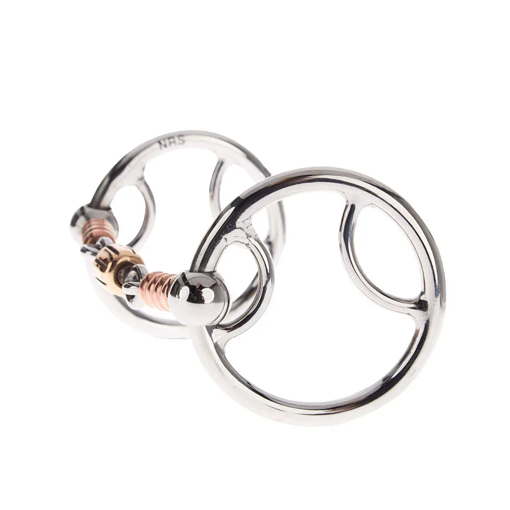 NRS Copper Bead Dog Bone Locked O Ring Snaffle Gag Bit - Image 2