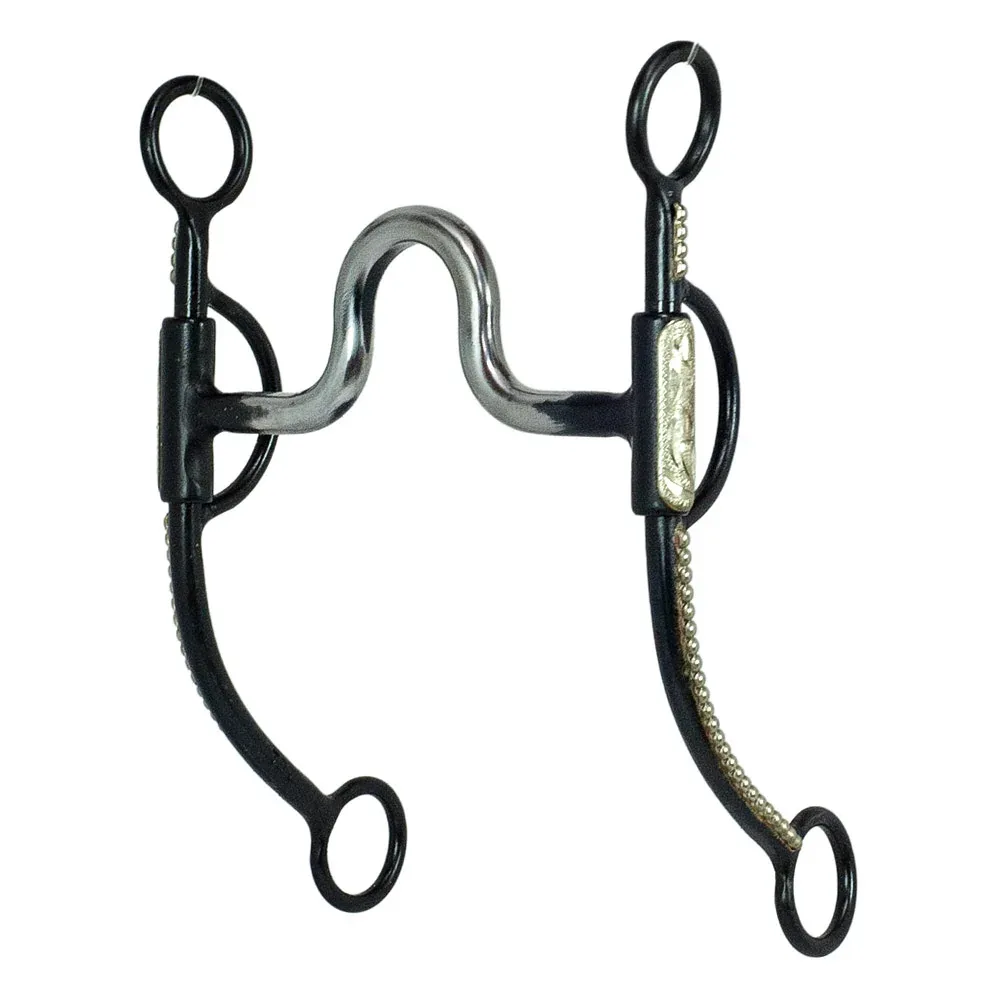 NRS Dotted Black Steel Shank Round High Port Bit