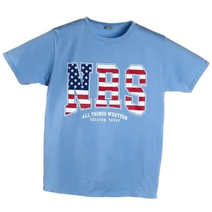 NRS Flag All Things Western Cornflower Blue Tee Shirt
