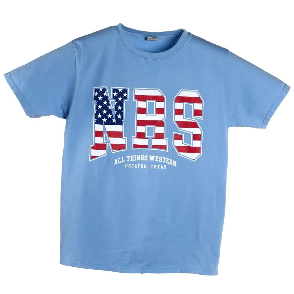 NRS Flag All Things Western Cornflower Blue Tee Shirt