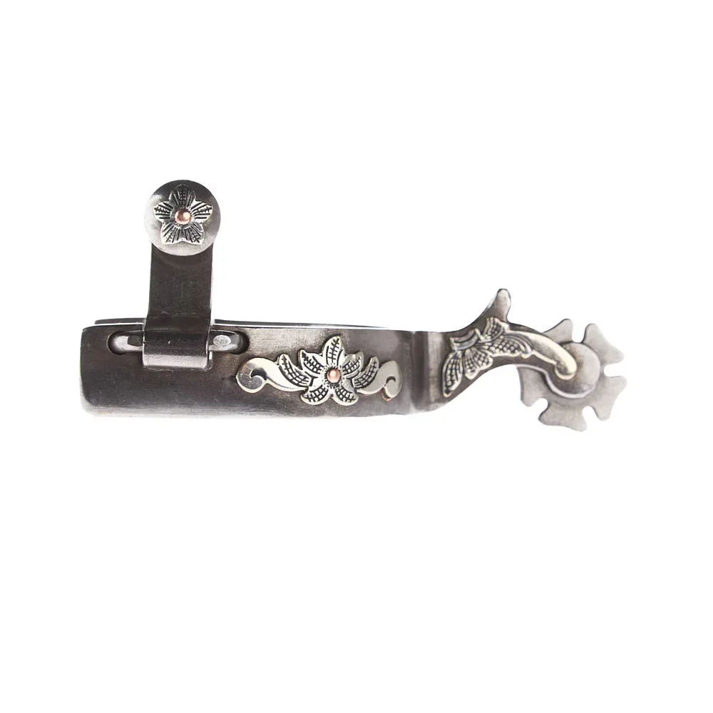 NRS Kid's Silver Floral 3/4in Band Spurs