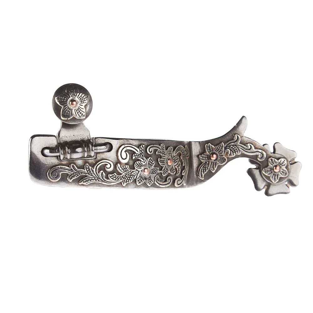 NRS Ladies Silver Floral 1in Band Spurs