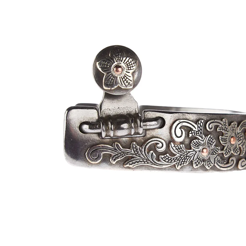 NRS Ladies Silver Floral 1in Band Spurs - Image 2