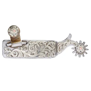 NRS Men's 1 1/4in Floral Trim and Copper Dot Spurs
