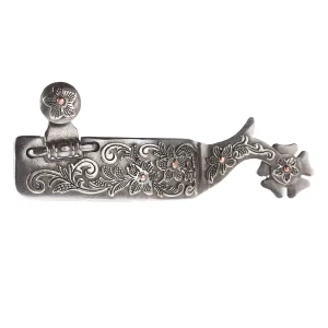 NRS Men's Silver Floral 1 1/4in Band Spurs