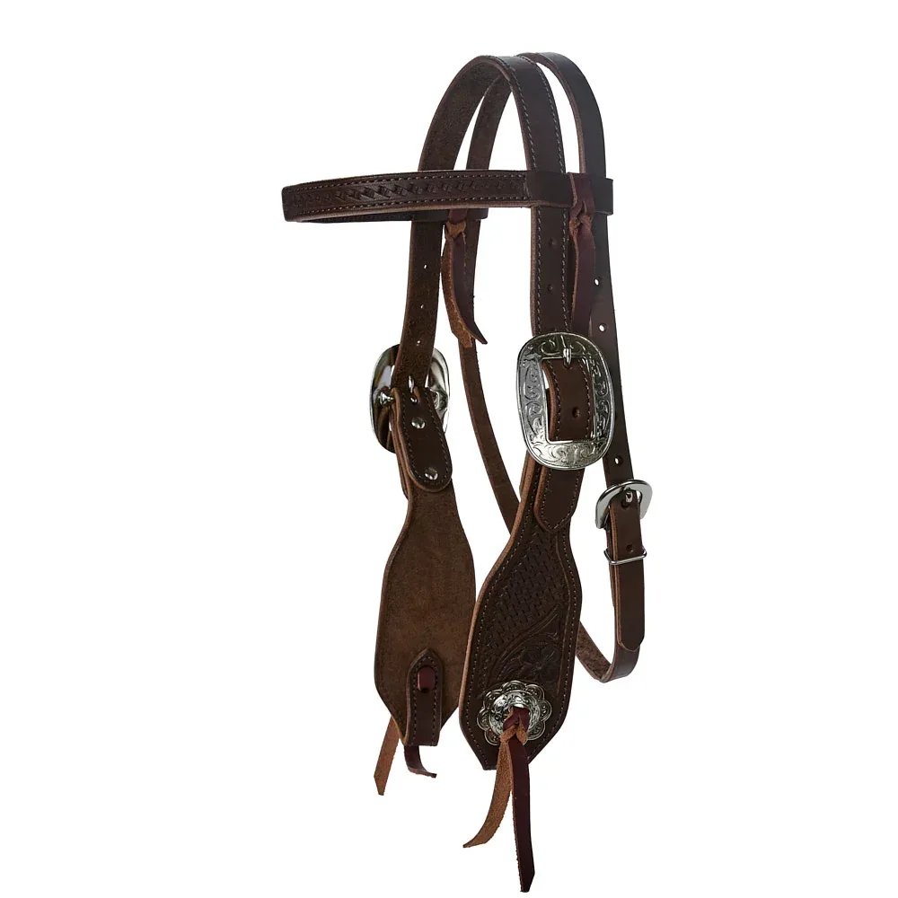 NRS Natural Basket Stamp Floral Combo Browband and Breast Collar Tack Set