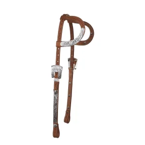NRS Natural Diomond Tooled Double Ear Show Headstall