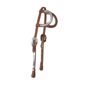 NRS Natural Double Ear Silver Show Headstall
