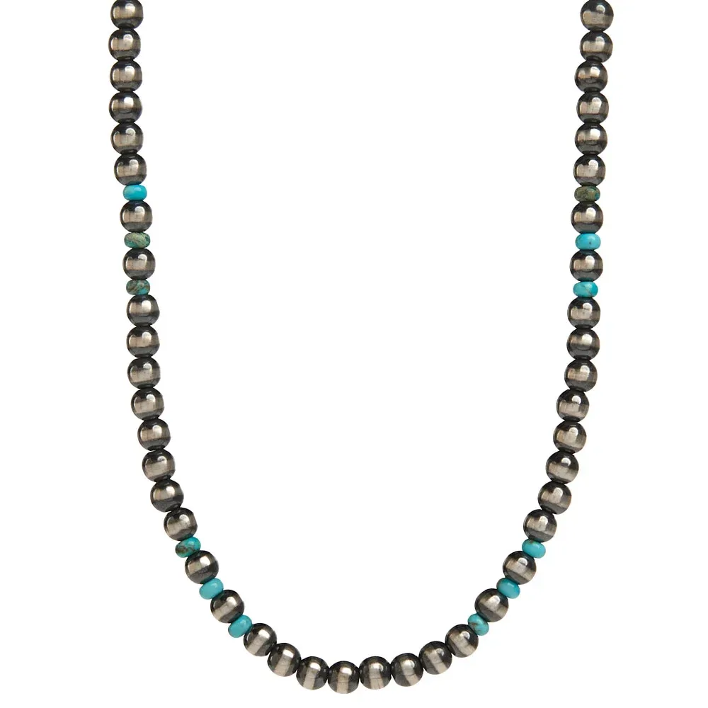 NRS Navajo Pearl with Turquoise Bead Necklace - Image 2