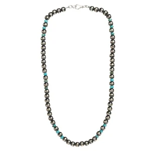 NRS Navajo Pearl with Turquoise Bead Necklace