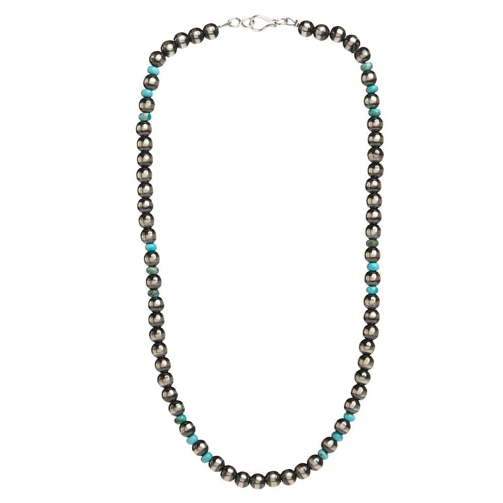 NRS Navajo Pearl with Turquoise Bead Necklace