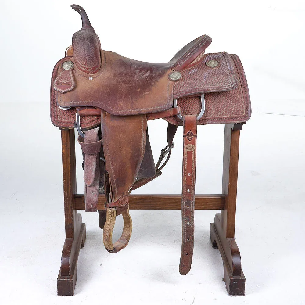 Nrs Pro Series Used 16in 1/2 Breed Basket Stamped Ranch Cutting Saddle - Image 2