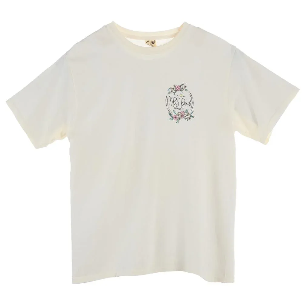 NRS Ranch Round Floral Logo Ivory Tee