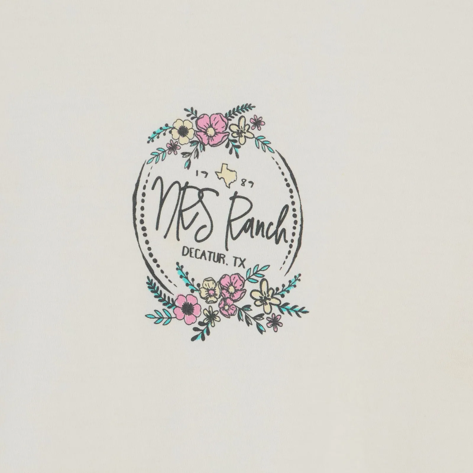 NRS Ranch Round Floral Logo Ivory Tee - Image 2