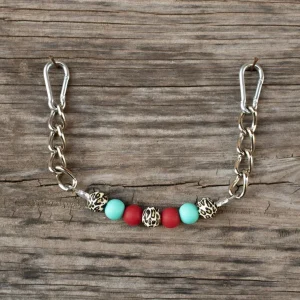 NRS Red Turquoise Leopard Silicone Beaded Gag Curb Chain