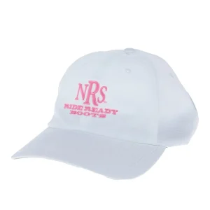 NRS Ride Ready White Solid Cap with Pink Lettering