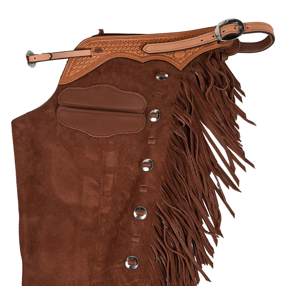 NRS Roughout Medium Brown Lace Chaps with Slotted Conchos - Image 2