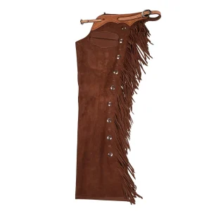 NRS Roughout Medium Brown Lace Chaps with Slotted Conchos