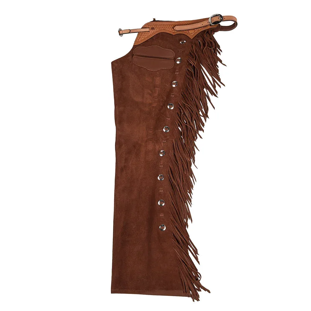 NRS Roughout Medium Brown Lace Chaps with Slotted Conchos
