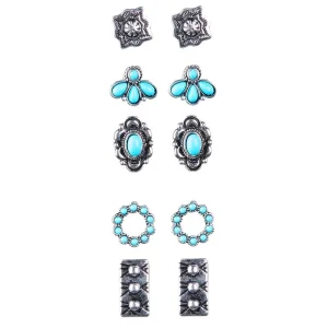 NRS Silver 5-Piece Western Earring Set