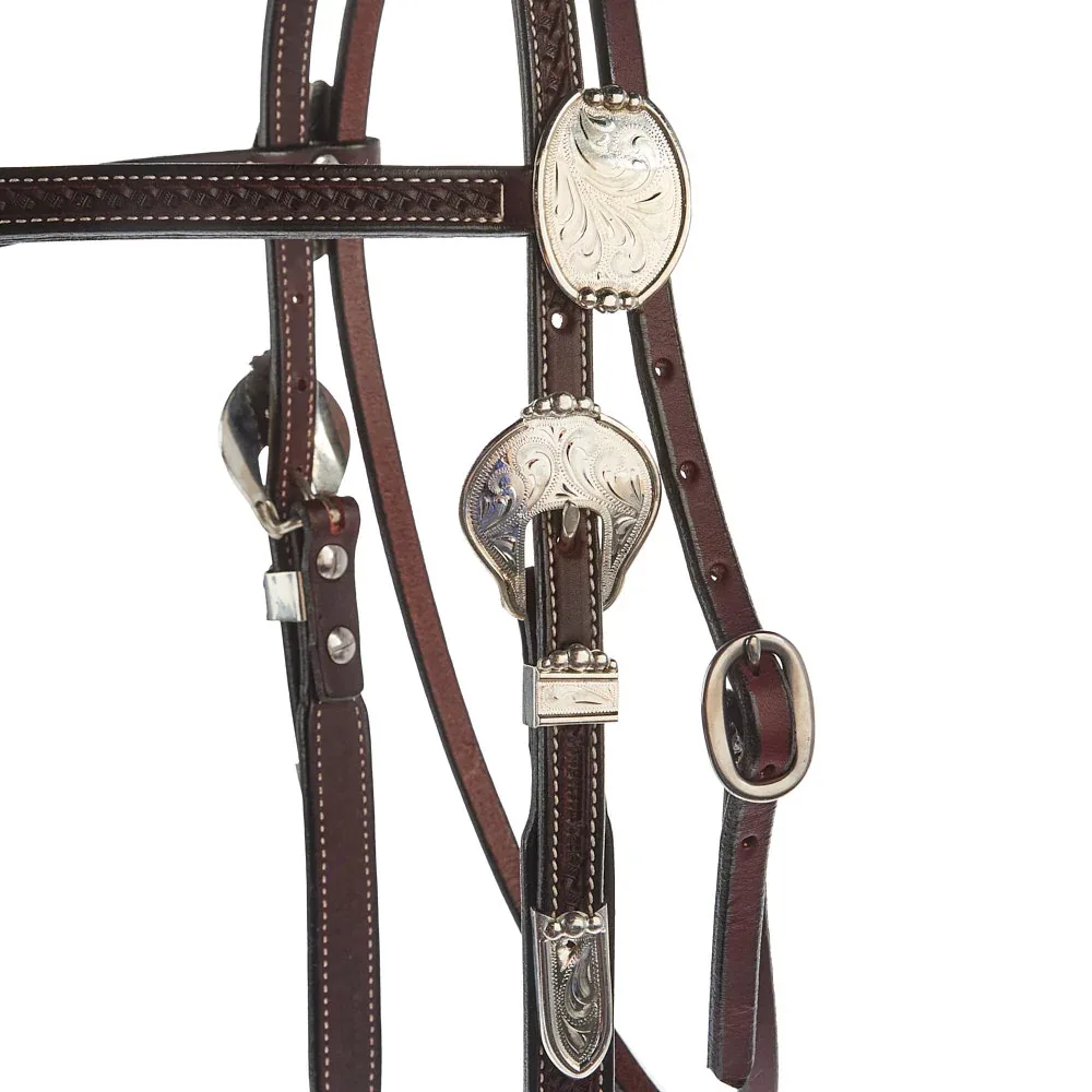 NRS Silver Basket Stamp Futurity Knot Browband Show Headstal - Image 2