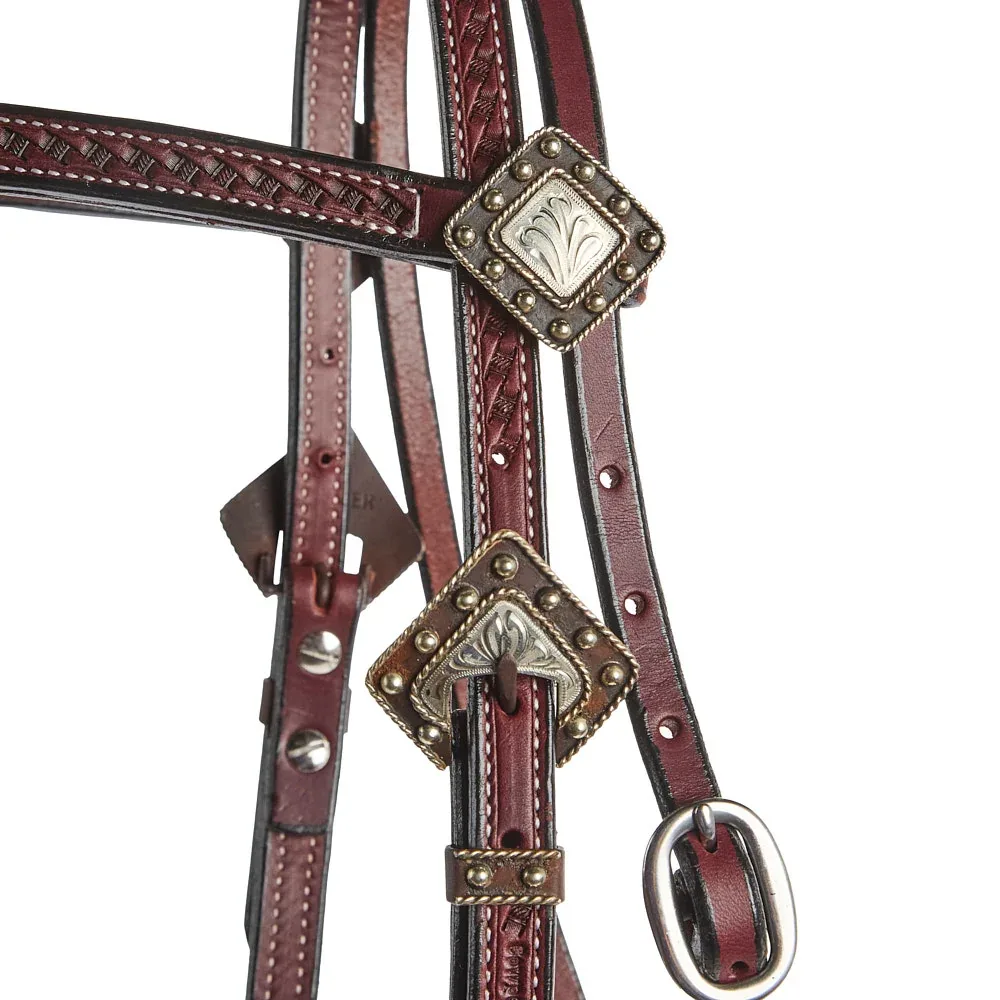 NRS Silver Basket Stamp Futurity Knot Browband Show Headstall - Image 2