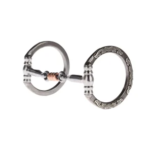 NRS Silver Floral Smooth Copper Dogbone Snaffle Bit