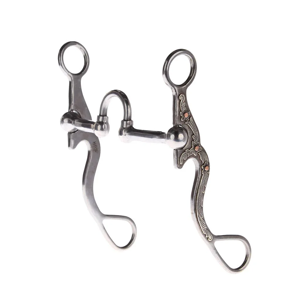 NRS Silver Floral Smooth Correctional Port Shank Bit