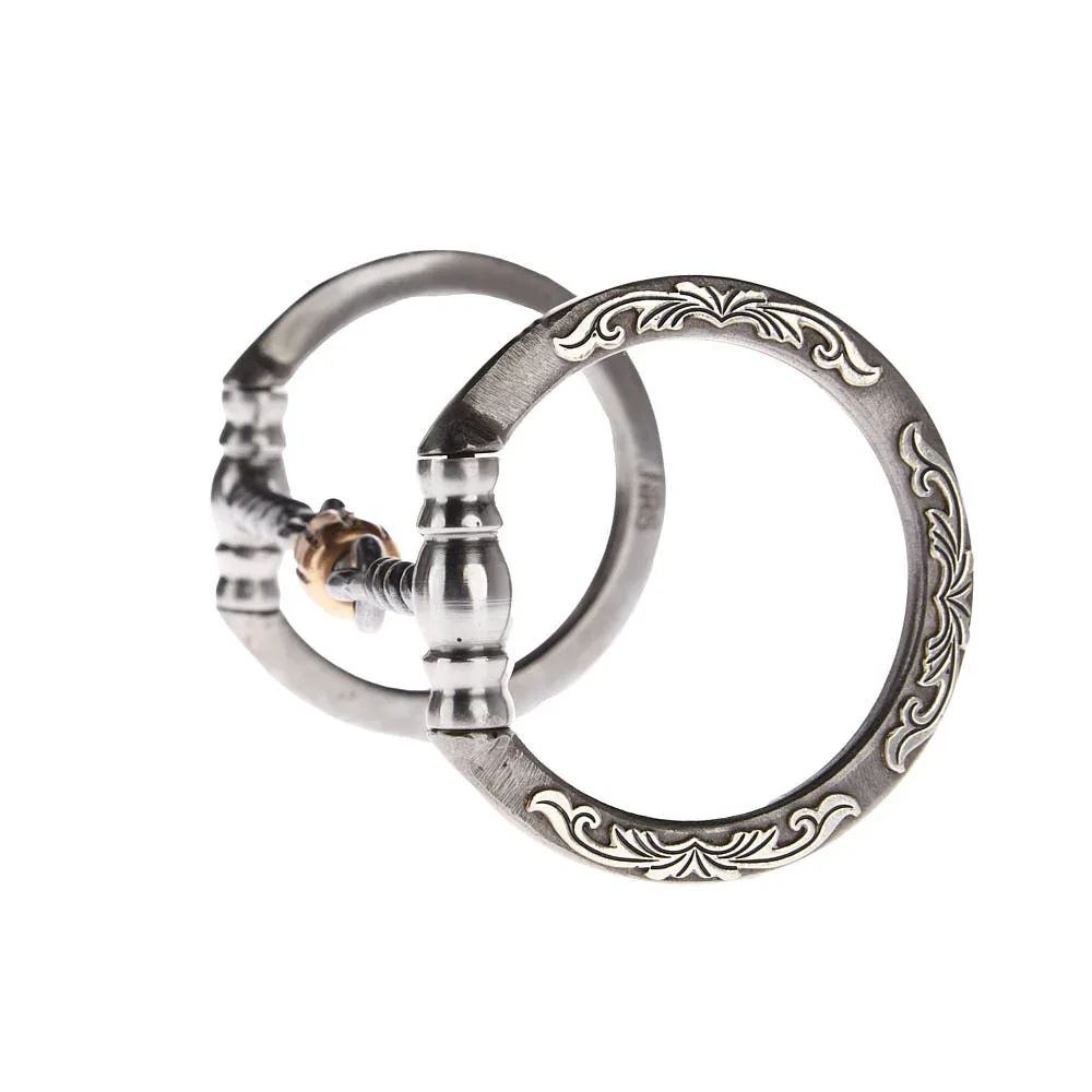 NRS Silver Floral Twisted Wire Copper Dogbone Snaffle Bit - Image 2