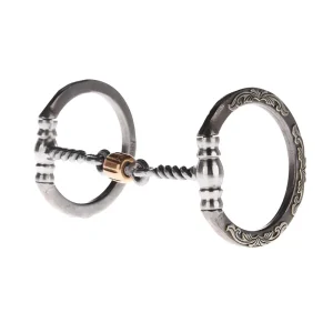NRS Silver Floral Twisted Wire Copper Dogbone Snaffle Bit