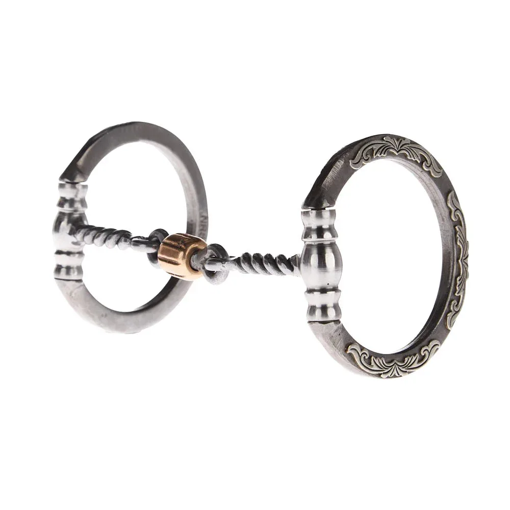 NRS Silver Floral Twisted Wire Copper Dogbone Snaffle Bit