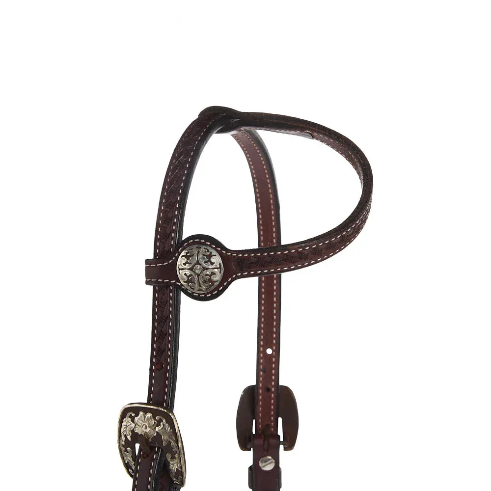 NRS Silver Iron Single Ear Basket Stamp Show Headstall - Image 2