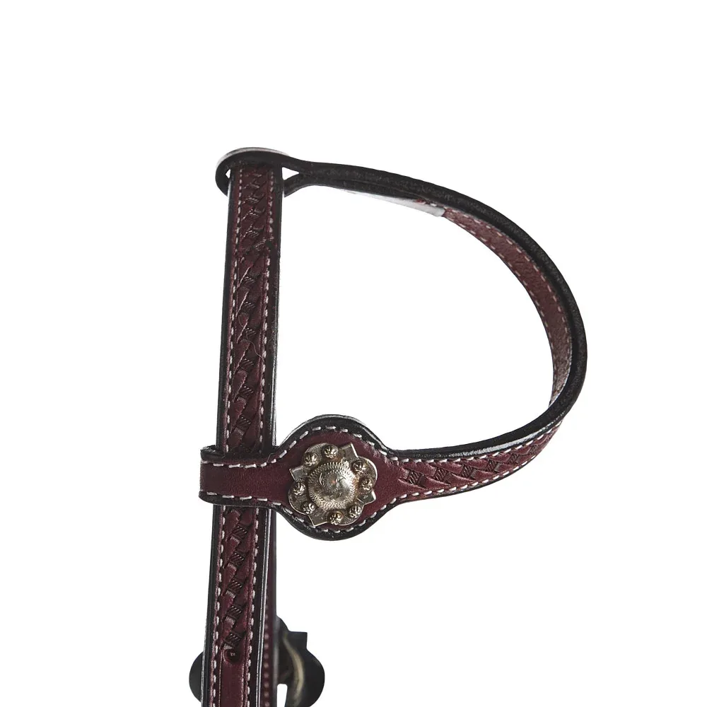 NRS Single Ear Basket Stamped Antique Silver Show Headstall - Image 2