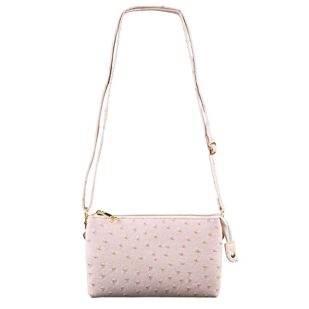 NRS Small Cream Ostrich Clutch